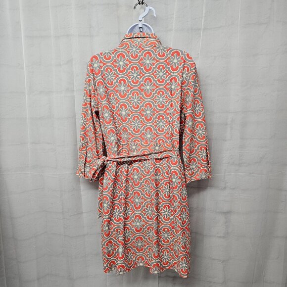 Aryeh Peach Gray Geometric True Wrap Mini Dress Boho Retro M - Picture 7 of 12